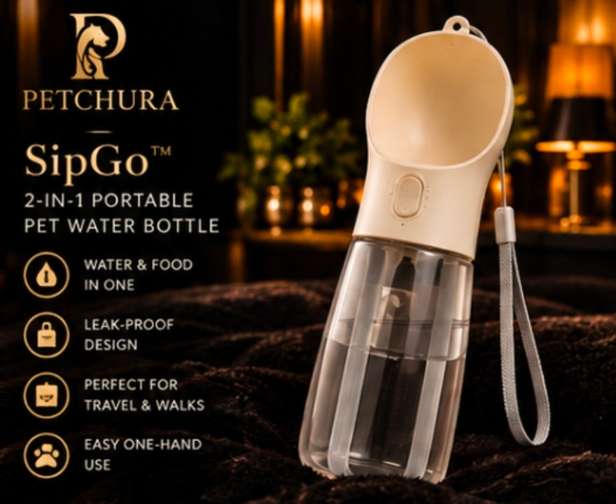 Petchura SipGo™ 2-in-1 Portable Pet Water Bottle